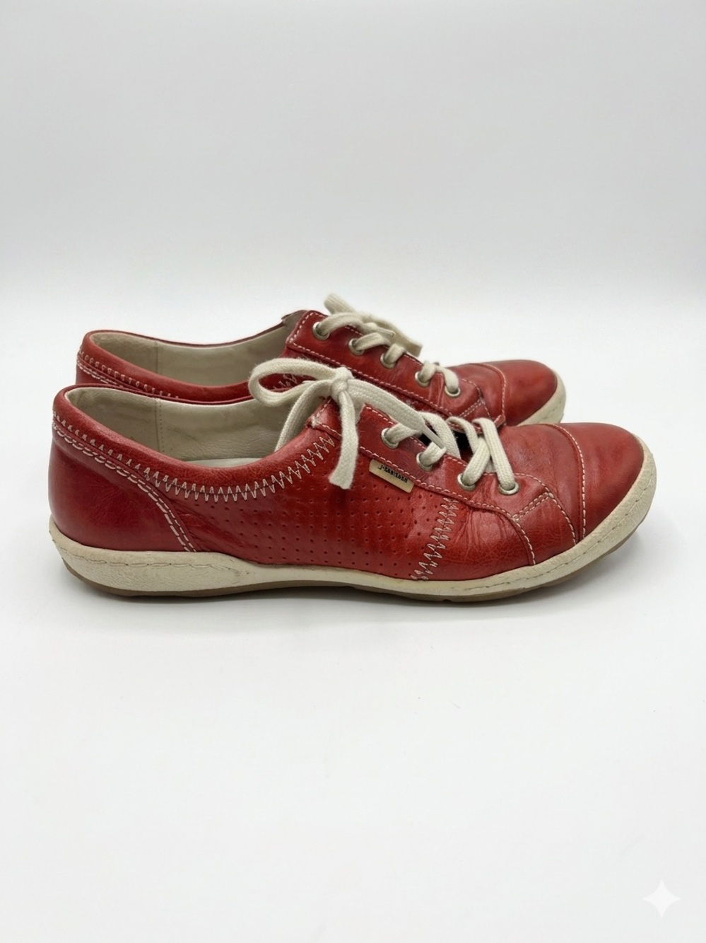 Josef Seibel Caspian Red Leather Low Top Sneakers Size 38